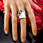 Malachite Trilogy Moroccan 925 Sterling Silver Green Gems Versatile Trendy Ring Jewelry