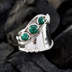 Malachite Trilogy Moroccan 925 Sterling Silver Green Gems Versatile Trendy Ring Jewelry