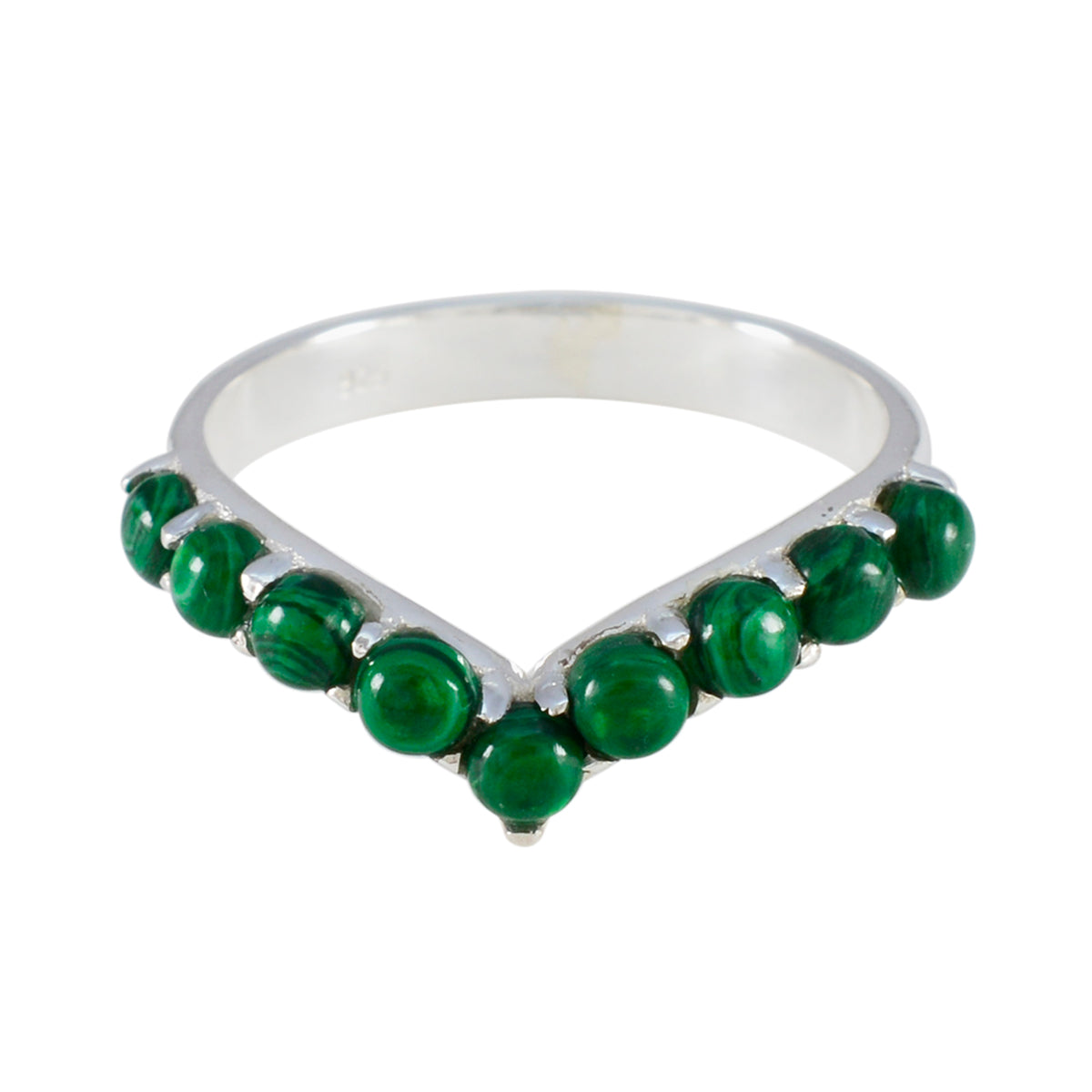 Malachite multiple Korean Sterling Silver Green Gemstone Dainty Graceful Ring Jewellery