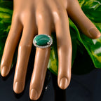 Malachite Halo German 925 Sterling Silver Green Gemstones Versatile Trendy Ring Jewelry