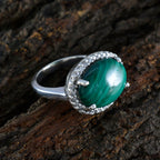 Malachite Halo German 925 Sterling Silver Green Gemstones Versatile Trendy Ring Jewelry