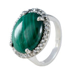 Malachite Halo German 925 Sterling Silver Green Gemstones Versatile Trendy Ring Jewelry