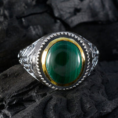 Malachite Solitaire Middle Eastern Sterling Silver Green Gems Eye catching Filigree Ring Jewelry