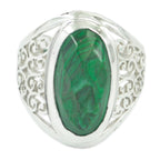 Malachite Solitaire Middle Eastern 925 Silver Green Gemstone Mid weight Filigree Ring Jewelry
