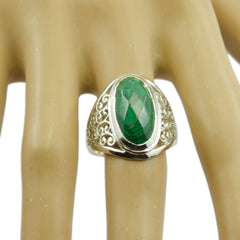 Malachite Solitaire Middle Eastern 925 Silver Green Gemstone Mid weight Filigree Ring Jewelry