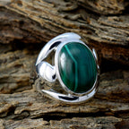 Malachite Solitaire Spanish 92.5 Silver Green Gems Statement Contemporary Ring Jewelry