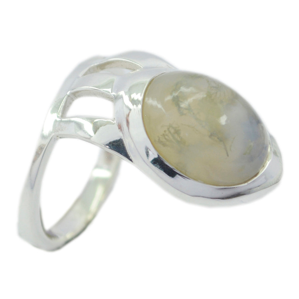 Rainbow Moonstone Solitaire Egyptian Sterling Silver White Gemstone Essential  Signet Ring Jewelry