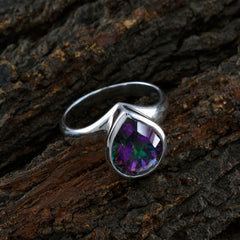 Mystic Quartz Solitaire Egyptian 92.5 Silver multicolor Gemstones Classic propsel Ring Jewellery