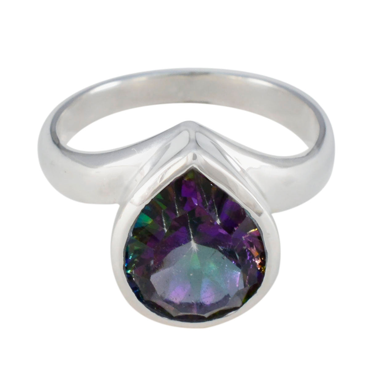 Mystic Quartz Solitaire Egyptian 92.5 Silver multicolor Gemstones Classic propsel Ring Jewellery