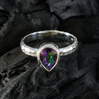 Mystic Quartz Solitaire German 925 Sterling Silver multicolor Gemstones Featherlight Sophisticated Ring Jewellery