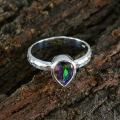 Mystic Quartz Solitaire German 925 Sterling Silver multicolor Gemstones Featherlight Sophisticated Ring Jewellery