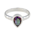 Mystic Quartz Solitaire German 925 Sterling Silver multicolor Gemstones Featherlight Sophisticated Ring Jewellery