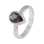 Mystic Quartz Solitaire German 925 Sterling Silver multicolor Gemstones Featherlight Sophisticated Ring Jewellery