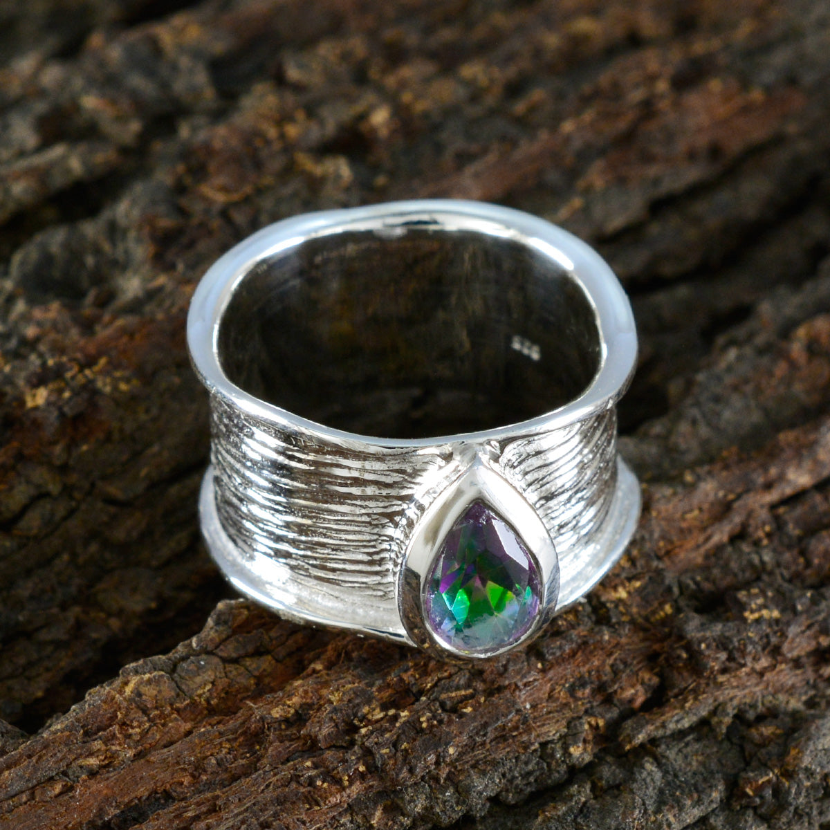 Mystic Quartz Solitaire Russian Silver multicolor Gemstones Versatile Victorian Band Jewellery