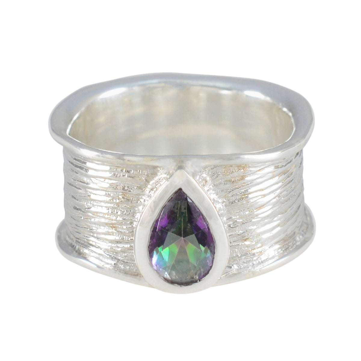Mystic Quartz Solitaire Russian Silver multicolor Gemstones Versatile Victorian Band Jewellery Huvudsaklig produktbild