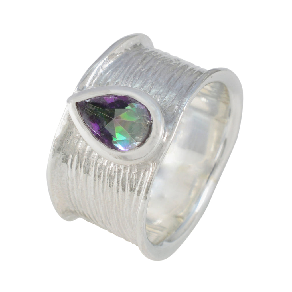 Mystic Quartz Solitaire Russian Silver multicolor Gemstones Versatile Victorian Band Jewellery
