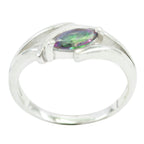 Mystic Quartz Solitaire Japanese 925 Silver multicolor Gemstones Dainty Contemporary Ring Jewelry