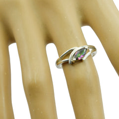 Mystic Quartz Solitaire Japanese 925 Silver multicolor Gemstones Dainty Contemporary Ring Jewelry