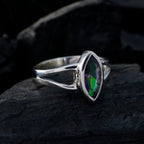 Mystic Quartz Solitaire Turkish Sterling Silver multicolor Gemstone Dainty Geometric Ring Jewellery