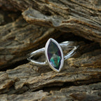 Mystic Quartz Solitaire Turkish Sterling Silver multicolor Gemstone Dainty Geometric Ring Jewellery