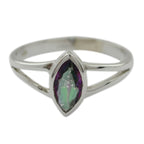 Mystic Quartz Solitaire Turkish Sterling Silver multicolor Gemstone Dainty Geometric Ring Jewellery