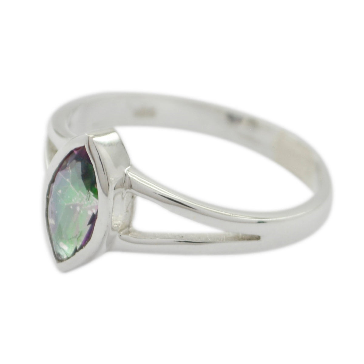 Mystic Quartz Solitaire Turkish Sterling Silver multicolor Gemstone Dainty Geometric Ring Jewellery