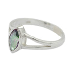 Mystic Quartz Solitaire Turkish Sterling Silver multicolor Gemstone Dainty Geometric Ring Jewellery
