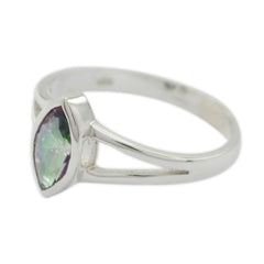 Mystic Quartz Solitaire Turkish Sterling Silver multicolor Gemstone Dainty Geometric Ring Jewellery