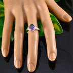 Mystic Quartz Solitaire Moroccan Silver multicolor Gemstones Classic  Graceful Ring Jewellery
