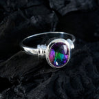 Mystic Quartz Solitaire Moroccan Silver multicolor Gemstones Classic  Graceful Ring Jewellery