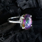 Mystic Quartz Solitaire African Silver multicolor Gemstone Featherlight Traditional Ring Jewellery
