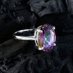 Mystic Quartz Solitaire African Silver multicolor Gemstone Featherlight Traditional Ring Jewellery