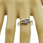 Mystic Quartz Solitaire American 92.5 Silver multicolor Gemstone Delicate Feminine Ring Jewelry