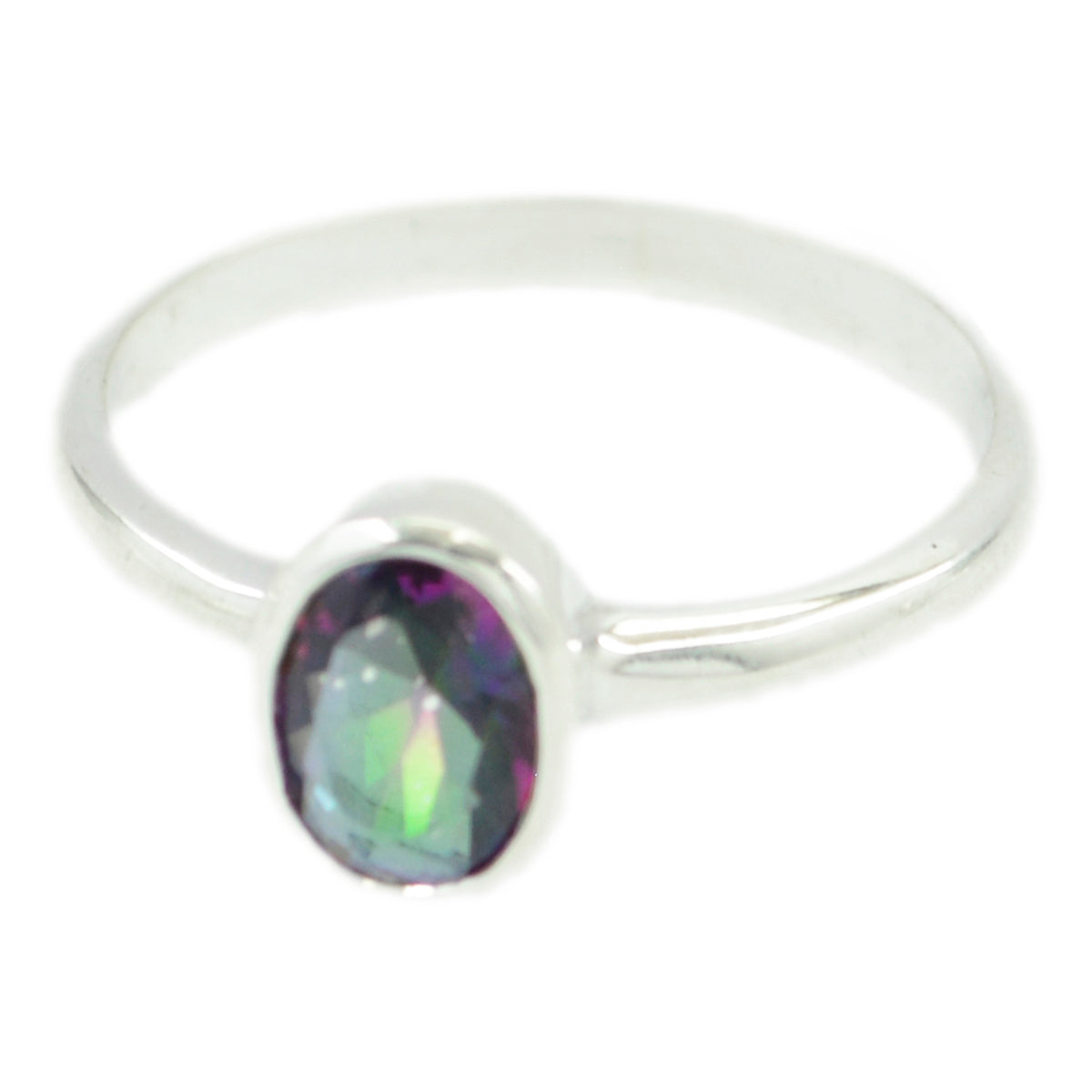 Mystic Quartz Solitaire Japanese 92.5 Silver multicolor Gemstone Delicate Glamorous Ring Jewelry Hoofdafbeelding