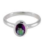 Mystic Quartz Solitaire Japanese 92.5 Silver multicolor Gemstone Delicate Glamorous Ring Jewelry