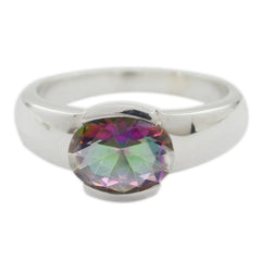 Mystic Quartz Solitaire French 92.5 Silver multicolor Gemstones Mid weight Fairytale Ring Jewellery