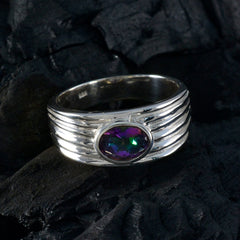 Mystic Quartz Solitaire Indian 92.5 Silver multicolor Gems Eye catching Love Ring Jewellery