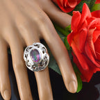 Mystic Quartz Solitaire Italian Silver multicolor Gems Chunky Filigree Ring Jewellery