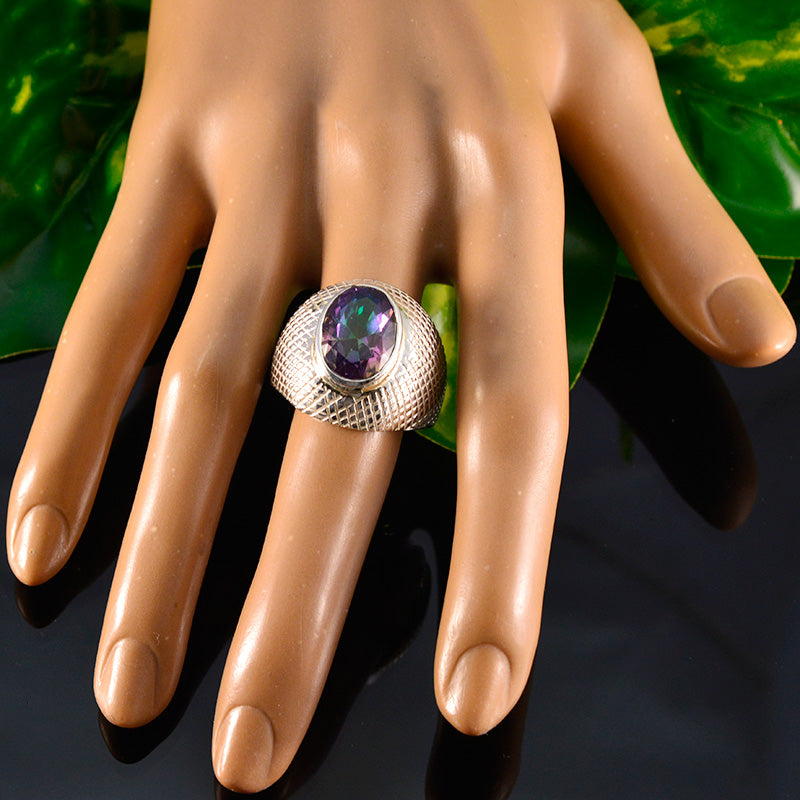 Mystic Quartz Solitaire German 92.5 Silver multicolor Gemstones Versatile engravings Ring Jewellery