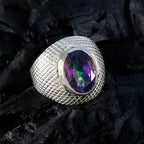 Mystic Quartz Solitaire German 92.5 Silver multicolor Gemstones Versatile engravings Ring Jewellery