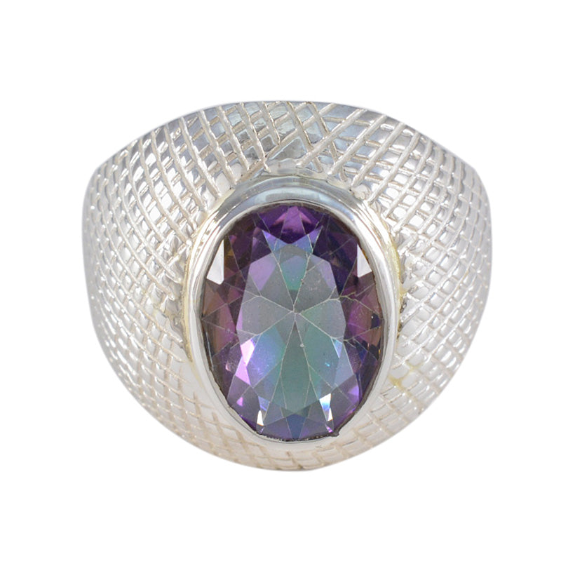Mystic Quartz Solitaire Deutsch 92,5 Silber mehrfarbig Edelsteine Vielseitige Gravuren Ring Schmuck Hauptbild
