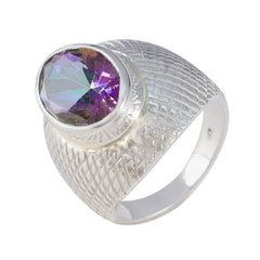 Mystic Quartz Solitaire German 92.5 Silver multicolor Gemstones Versatile engravings Ring Jewellery