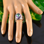 Mystic Quartz Solitaire Italian Silver multicolor Gems Statement Armor Ring Jewellery