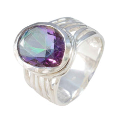 Mystic Quartz Solitaire Italian Silver multicolor Gems Statement Armor Ring Jewellery
