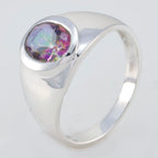 Mystic Quartz Solitaire German Silver multicolor Gems Tiny Contemporary Ring Jewelry