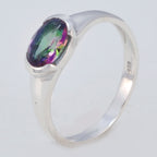 Mystic Quartz Solitaire Korean 925 Sterling Silver multicolor Gems Dainty Modern Ring Jewelry