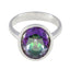 Mystic Quartz Solitaire Indian 925 Silver multicolor Gems Minimal Ethnic Ring Jewelry