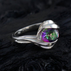 Mystic Quartz Solitaire Russian 925 Silver multicolor Gems Tiny Abstract Ring Jewellery