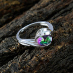 Mystic Quartz Solitaire Russian 925 Silver multicolor Gems Tiny Abstract Ring Jewellery