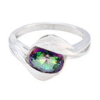 Mystic Quartz Solitaire Russian 925 Silver multicolor Gems Tiny Abstract Ring Jewellery